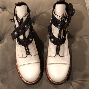 Coach White and Brown Women's Boots worn once